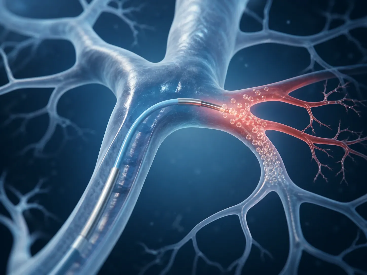 Visualização 3D de embolização vascular seletiva por microcateter