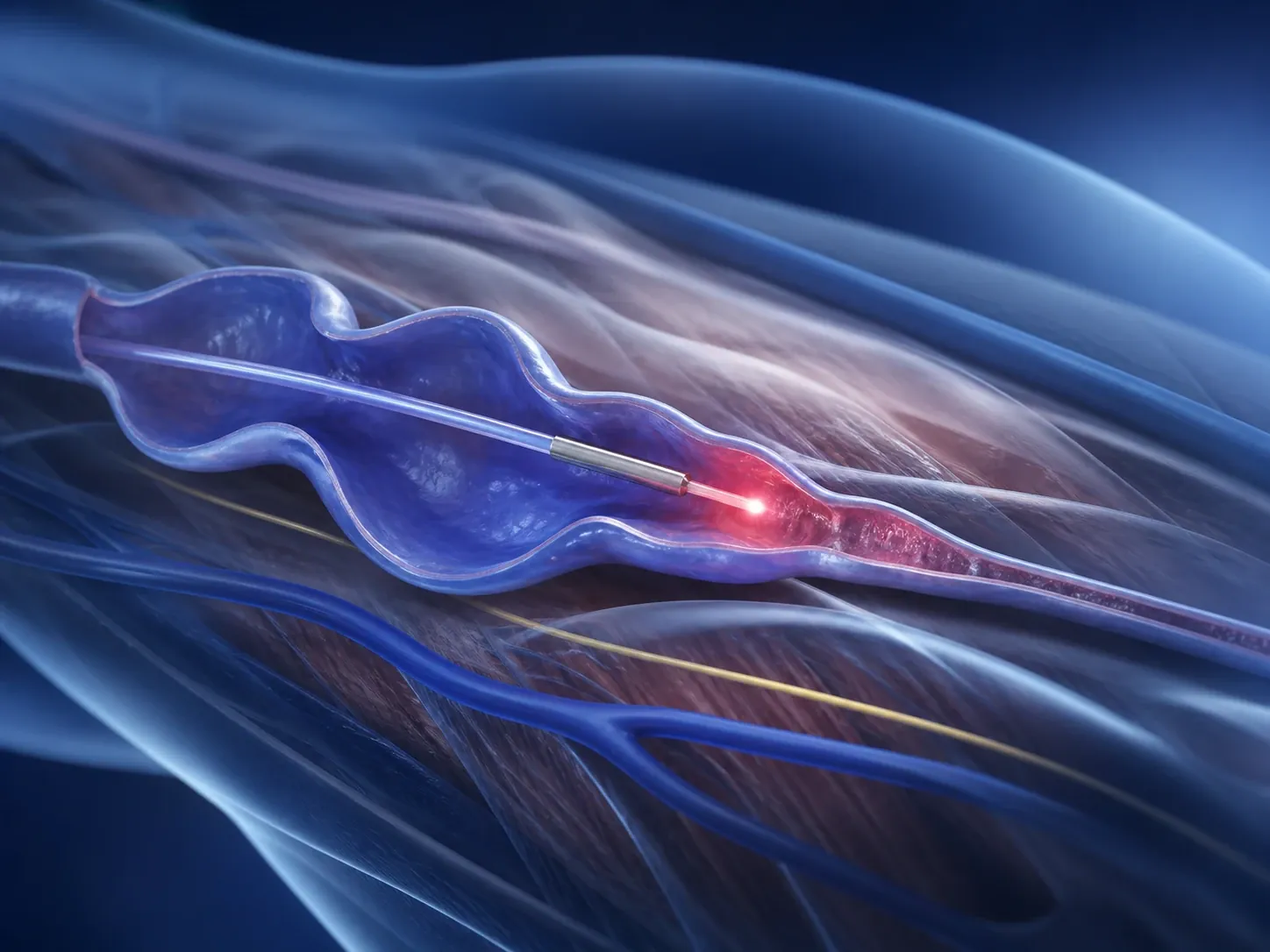 Visualização 3D de tratamento endovenoso de varizes com laser